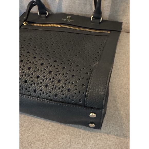 Kate Spade Perri Lane Bubbles Lynne Perforated Leather Tote Blue Bag - Picture 9 of 16